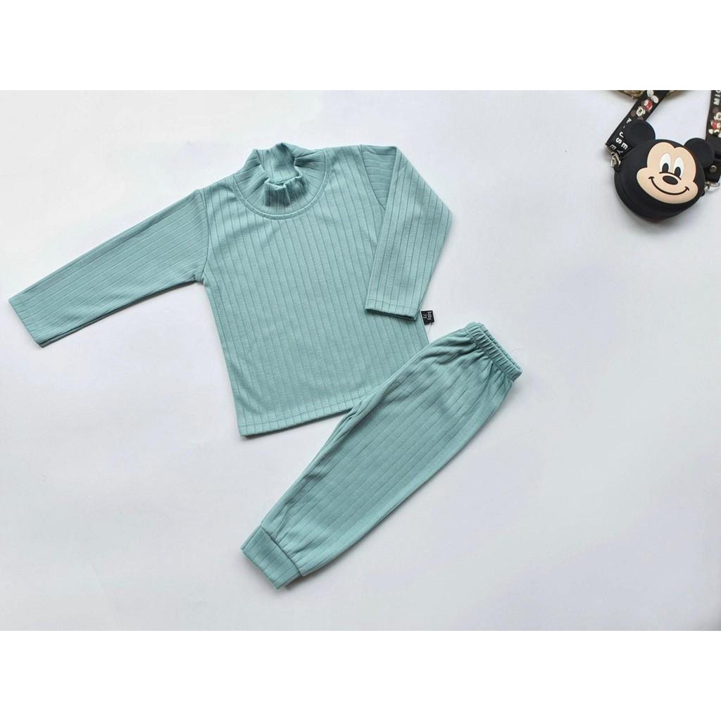 Bộ Cổ 3 Phân Chất Len Đũa Cho Bé Bộ Thu Đông Dài Tay Cho Bé Trai Bé Gái Thiết kế Cổ Cao Giữ Ấm Tốt Cho Bé Khi Ngủ