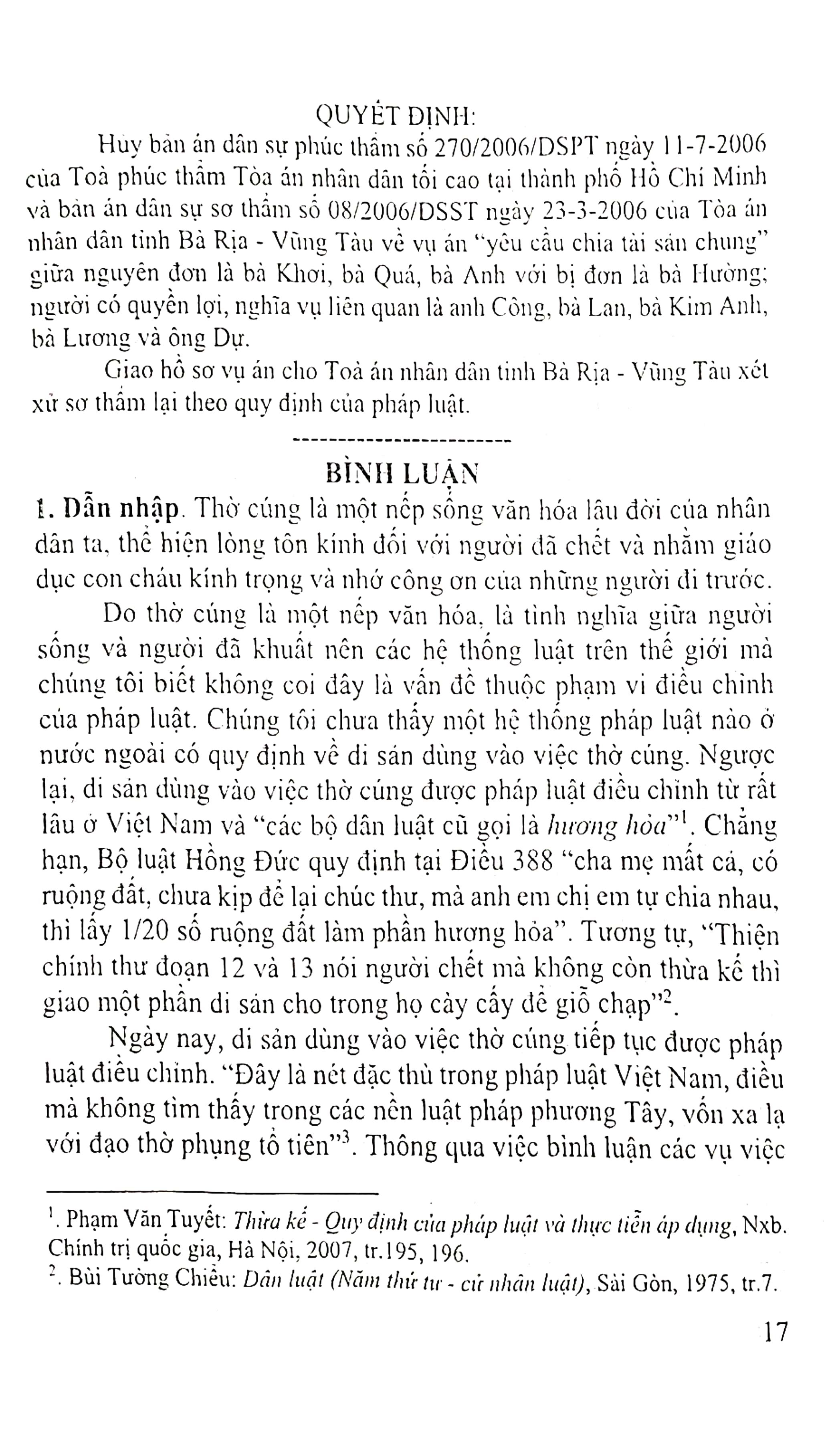 Luật thừa kế Việt Nam tập 2 - Bản án và bình luận bản án