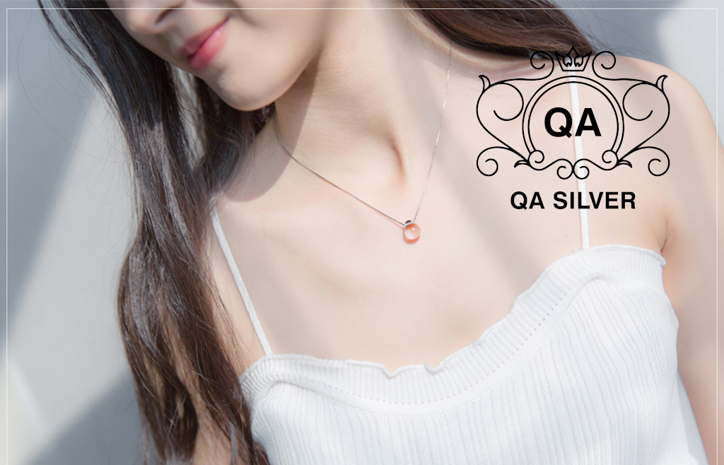 Dây chuyền bạc 925 mặt đá giọt nước trong suốt vòng cổ nữ tối giản S925 QUARTZ Silver Necklace QA SILVER NE190301