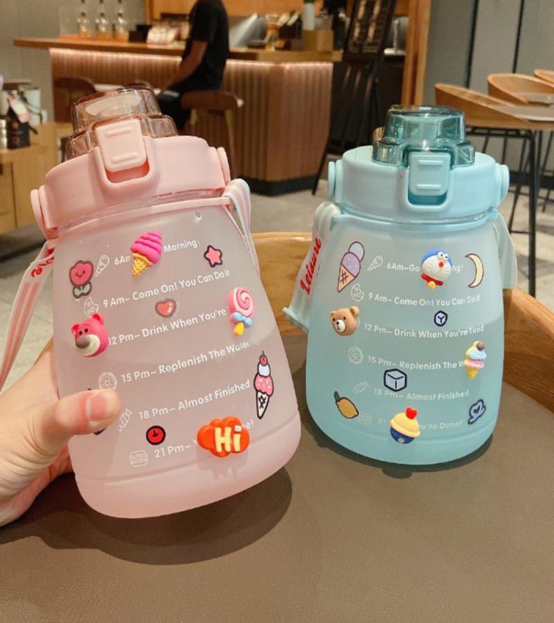 1400Ml Trẻ Em Ống Hút Cốc Uống Nước Hoạt Hình Cho Bé Sáng Tạo Sinh Viên Ấm Siêu Tốc Trẻ Em Học Sinh Bình Tập Uống Di Động Chống Rò Rỉ