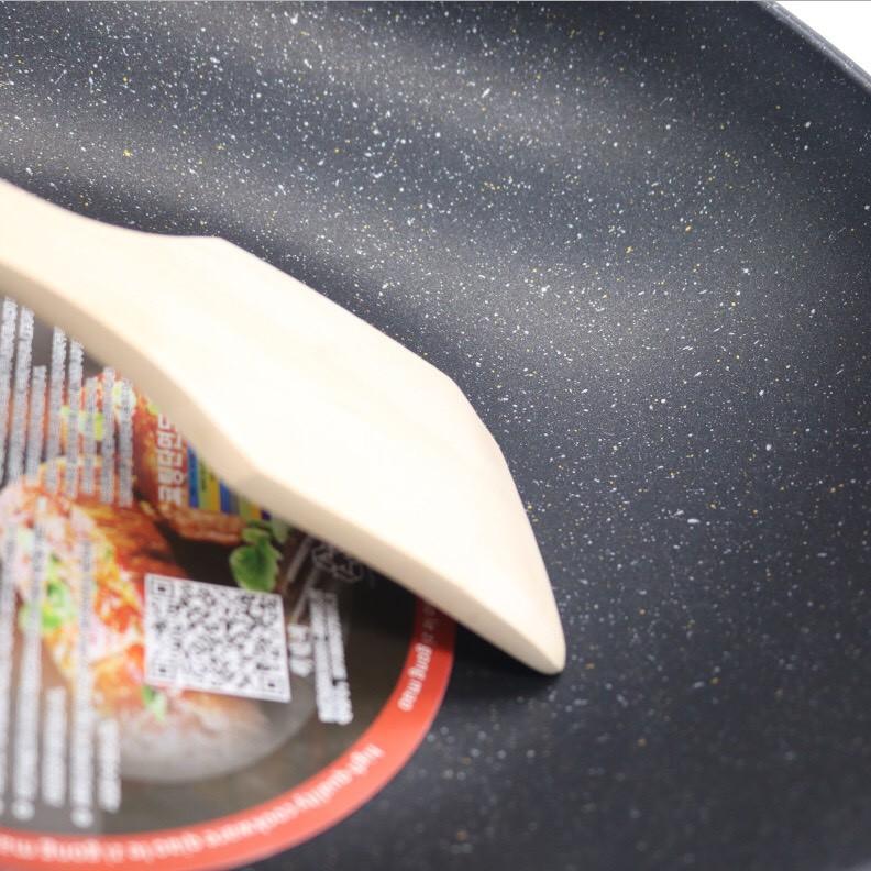 Chảo Sâu Lòng Chống Dính Vân Đá Hàn Quốc Có Nắp Kính Size 18/32cm