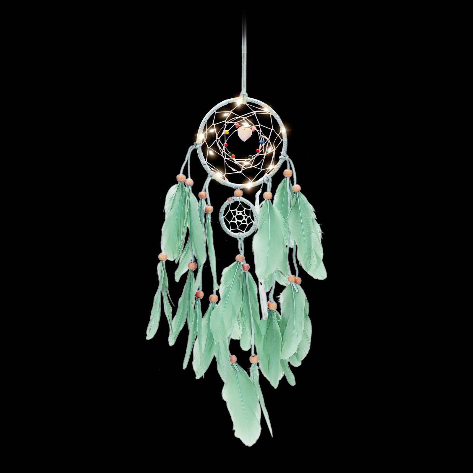 Dream Catcher với đèn LED thủ công treo tường, trang trí nhà cửa