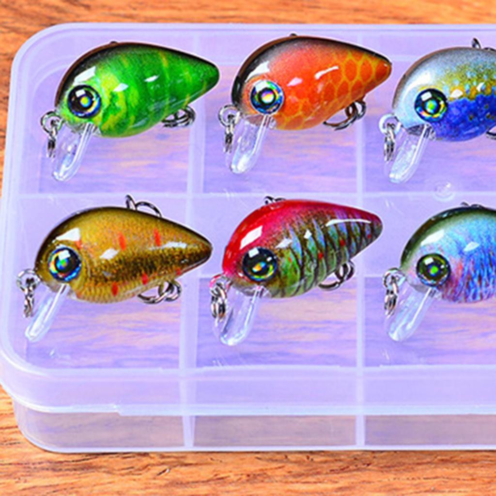 Floating Fishing Lures Hard Bait Micro Crankbait Bass Pike Minnow Baits Hook
