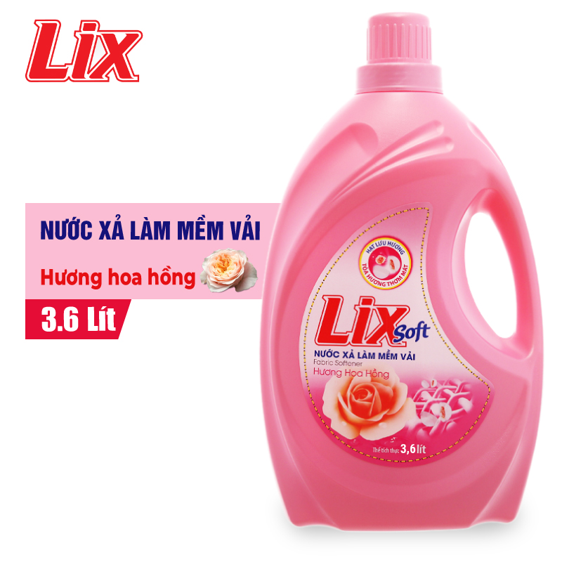 Nước xả vải Lix soft hương hoa hồng 3.6 lít LSH36