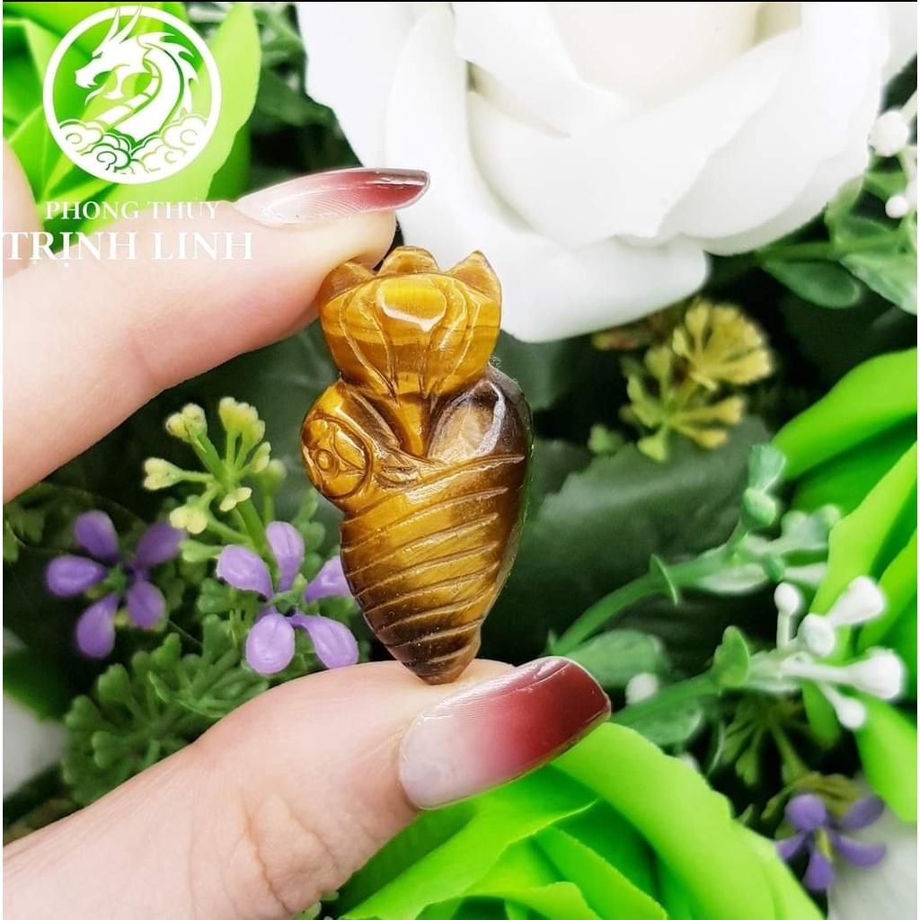 MẶT DÂY CHUYỀN HỒ LY CHÍN ĐUÔI ÔM HOA M.HỔ VÀNG NÂU