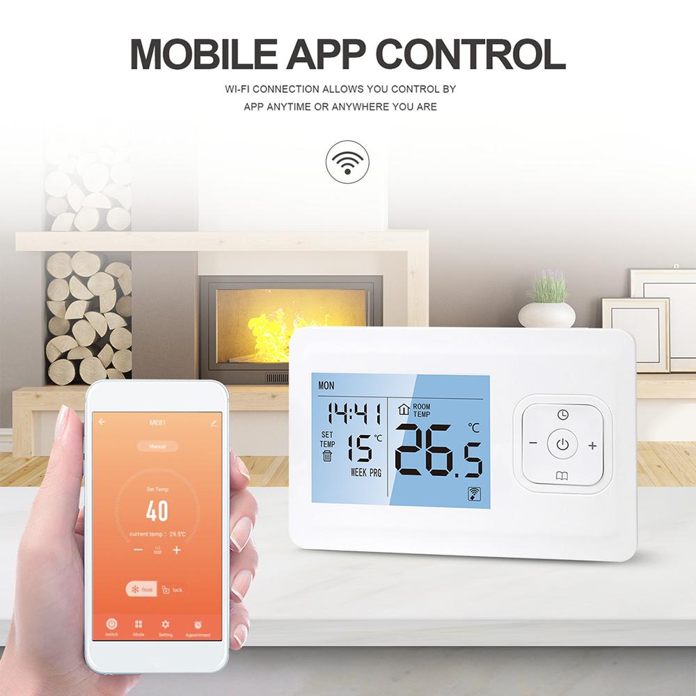 Bộ điều chỉnh nhiệt không dây thông minh Wi-Fi điều khiển qua ứng dụng gắn trên tường có máy thu RF