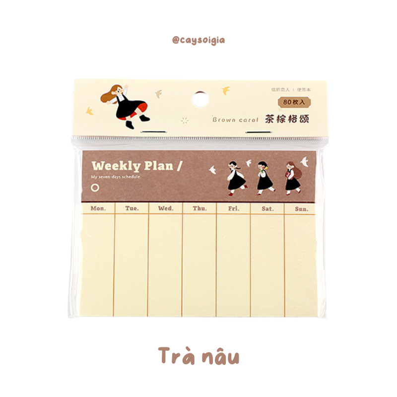 S70 - Set 80 tờ giấy ghi chú note học tập Giai điệu Caramel kiểu Hàn Quốc đơn giản dễ thương vintage CardLover