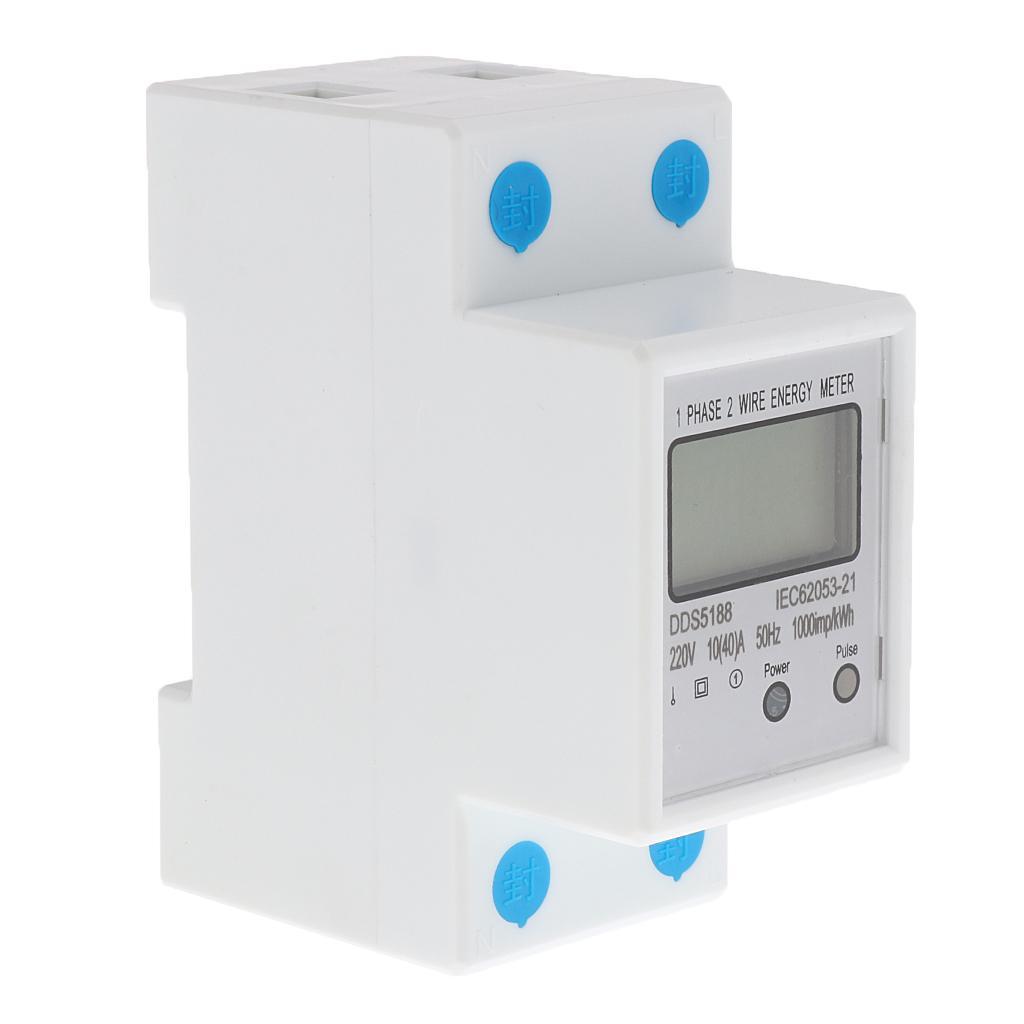 LCD DIN-Rail Type Hour Single Phase 2 Wire Energy Meter AC 220V