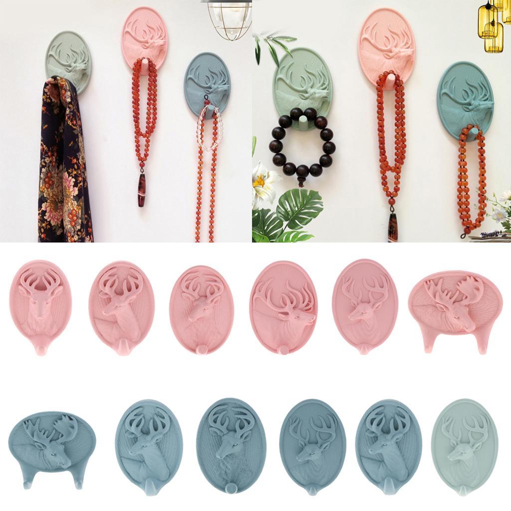 3D Resin Animal Deer Head Self-adhesive Hook Wall Hanger Hooks Rack
