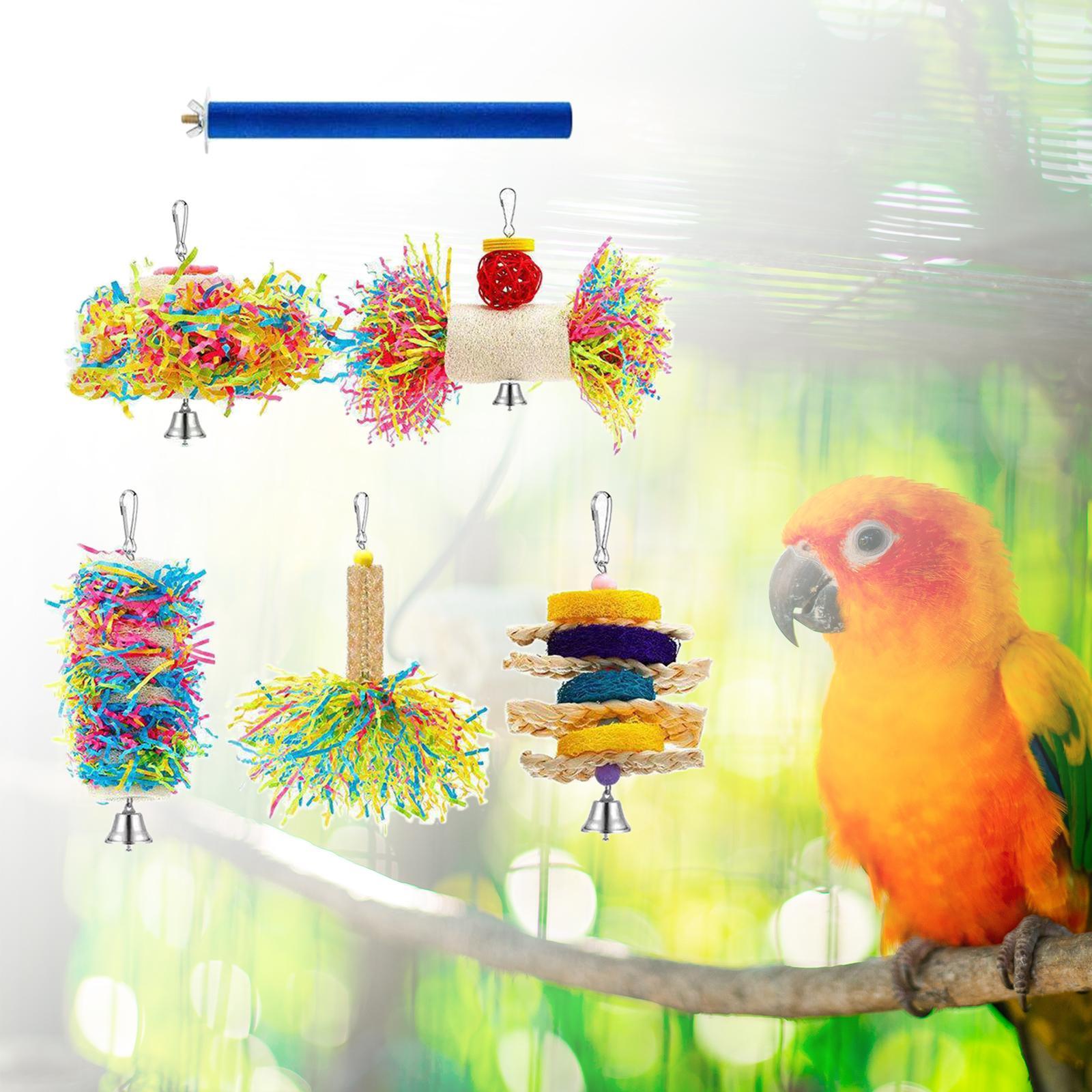 6x Parrot Cage Hanging Toys Hanging Activity Bell Budgie Birds Swing Chewing