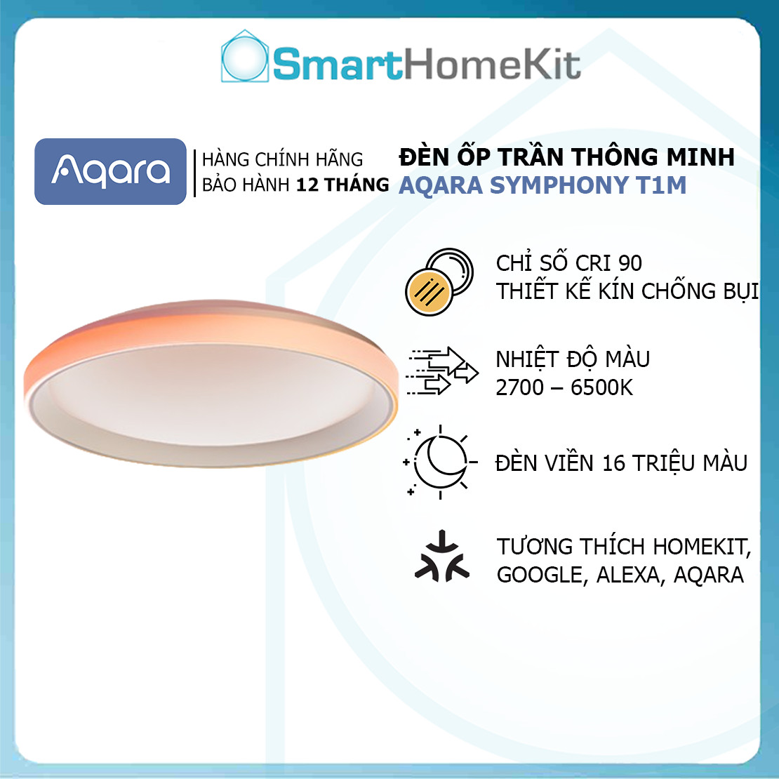 Đèn ốp trần Aqara Symphony Ceiling Light T1M with RGB – Bản Quốc Tế Chính Hãng