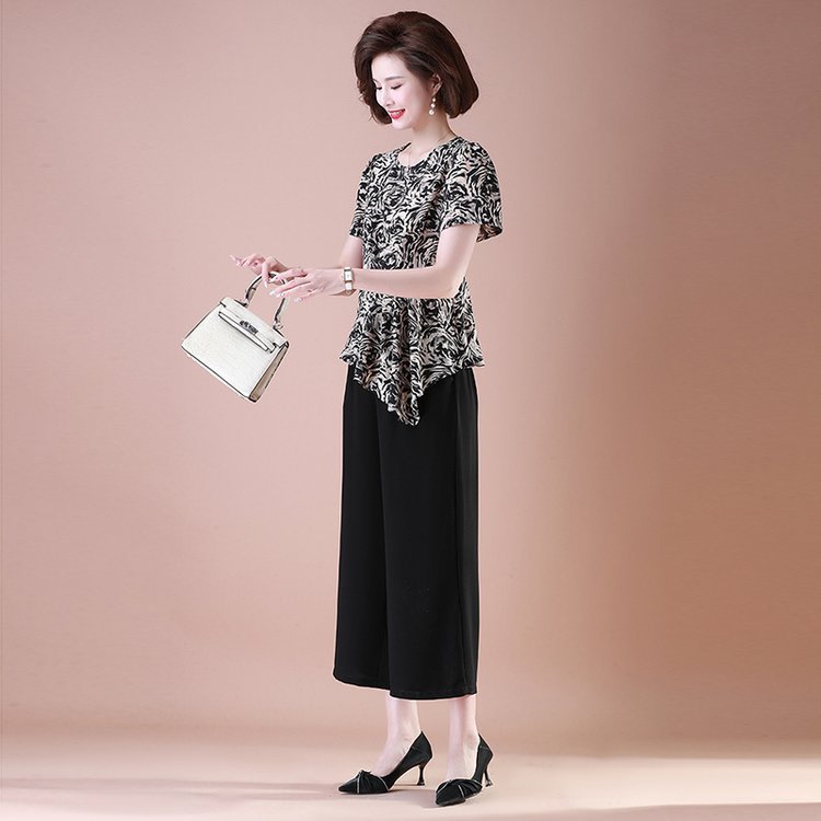 Bộ Đồ Hoa Thời Trang Mùa Hè Cho Mẹ AB38 - Hàng Quảng Châu Cao Cấp