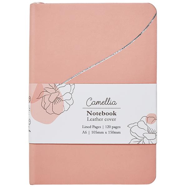 Sổ Da Bìa Cứng Camellia A6 - Kẻ Ngang - 120 Trang 100gsm - The Sun - Pretty Pink