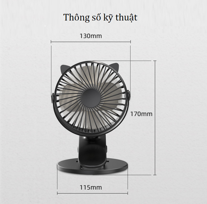 Quạt Mini Để Bàn Có Kẹp Xoay 360° - PIN KHỎE, THỜI GIAN SỬ DỤNG 3 - 5 GIỜ