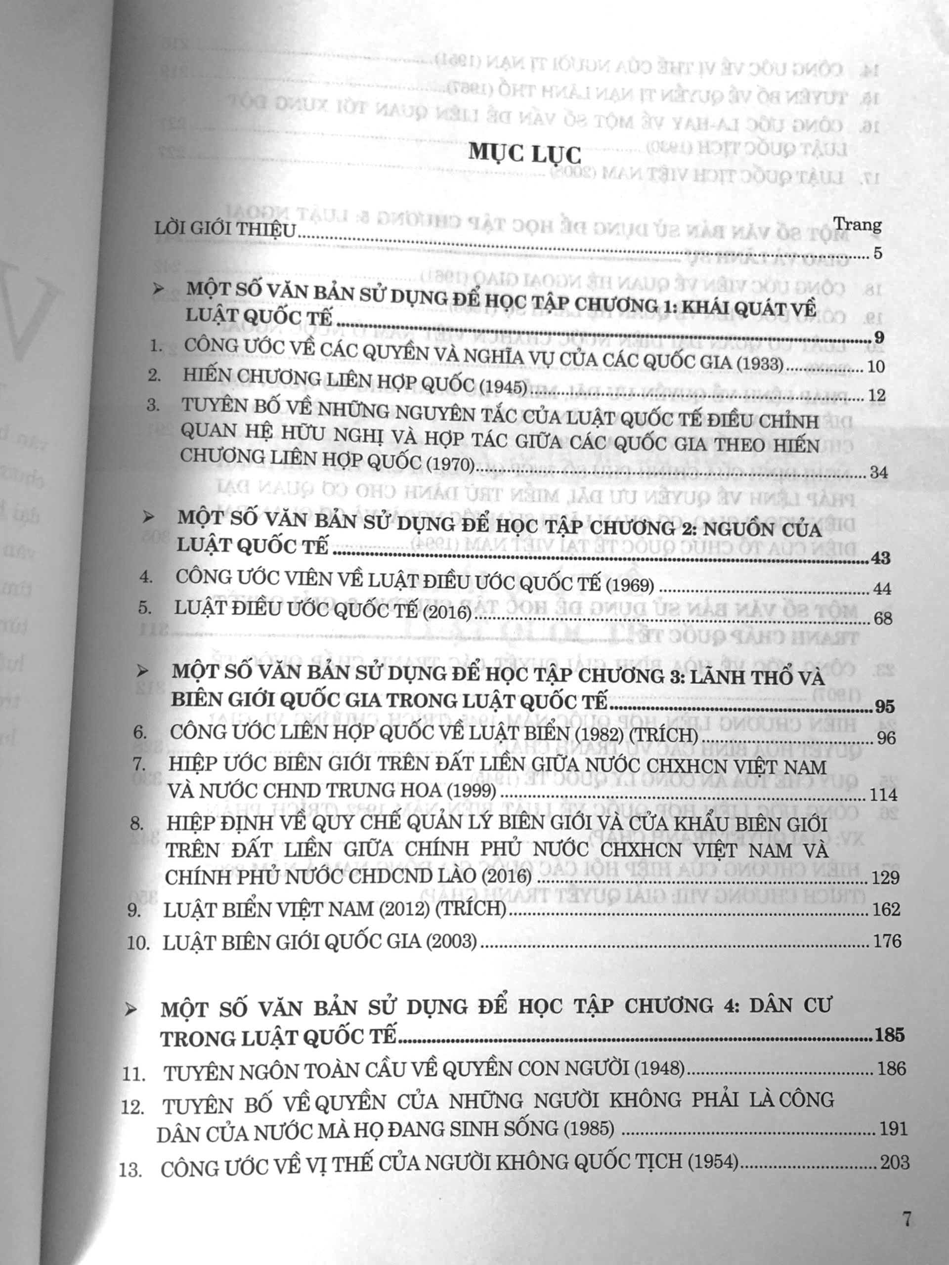 Tuyển tập văn bản sử dụng để học tập môn Công pháp quốc tế