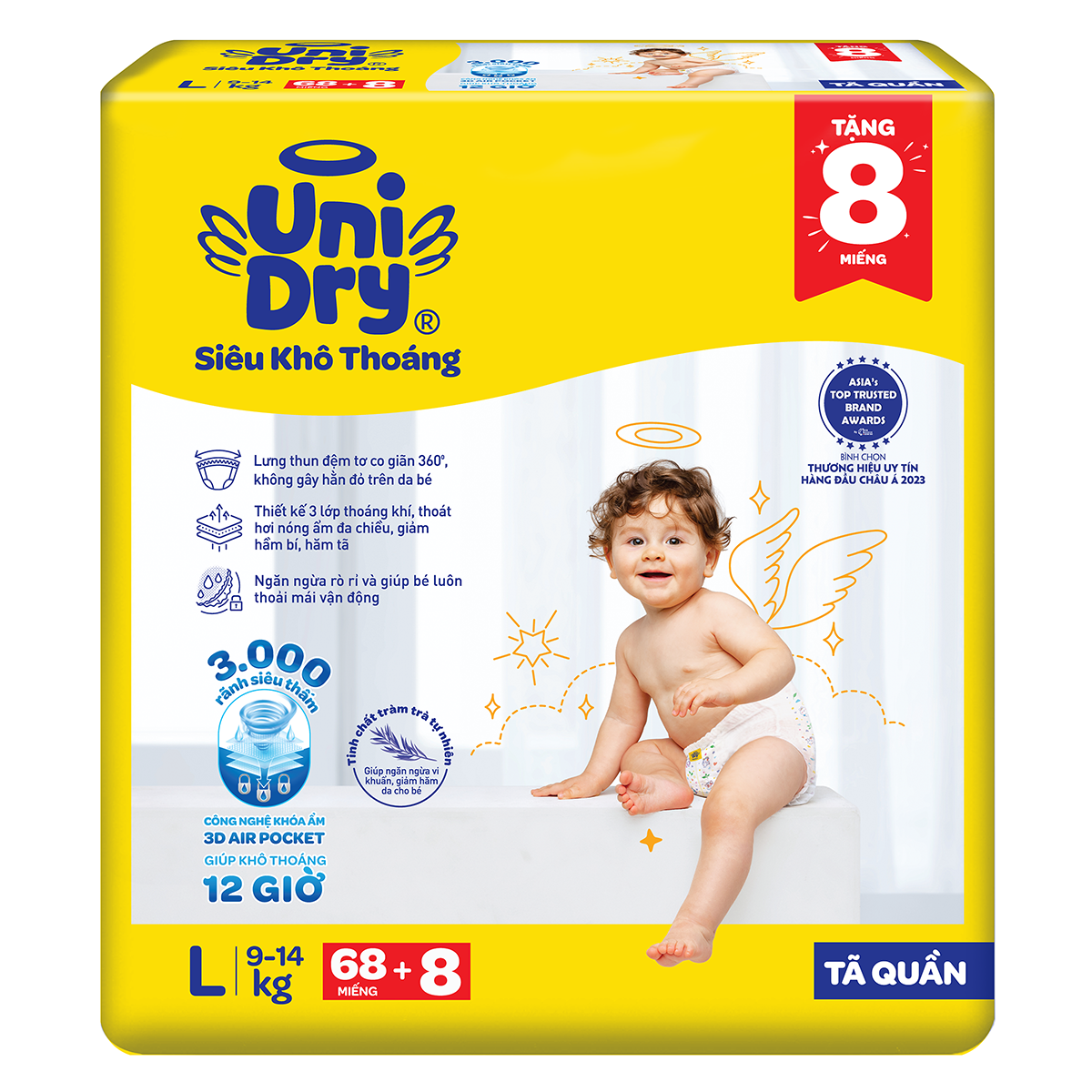 Tã quần UniDry Siêu khô thoáng gói Jumbo mới size L