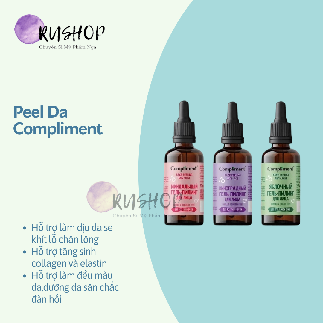 Tẩy da chết hóa học Peel da Compliment Face Peeling 27ml sáng da, se khít chân lông