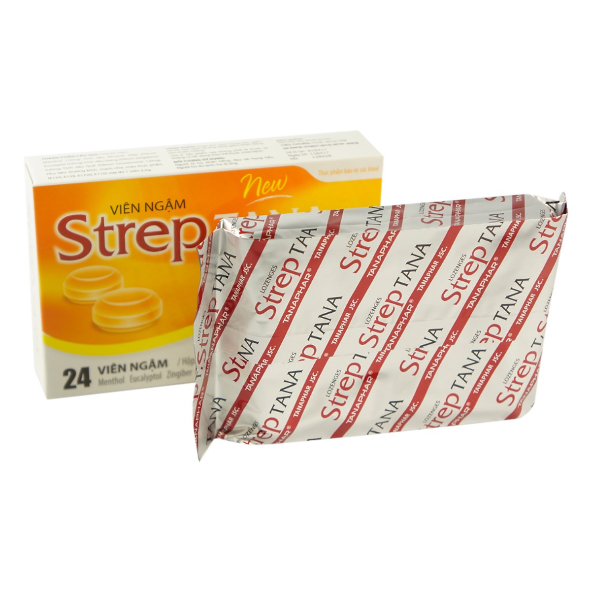 Viên ngâm ho Streptana hỗ trợ làm giảm ho bảo vệ sức khỏe - Hộp 24 viên