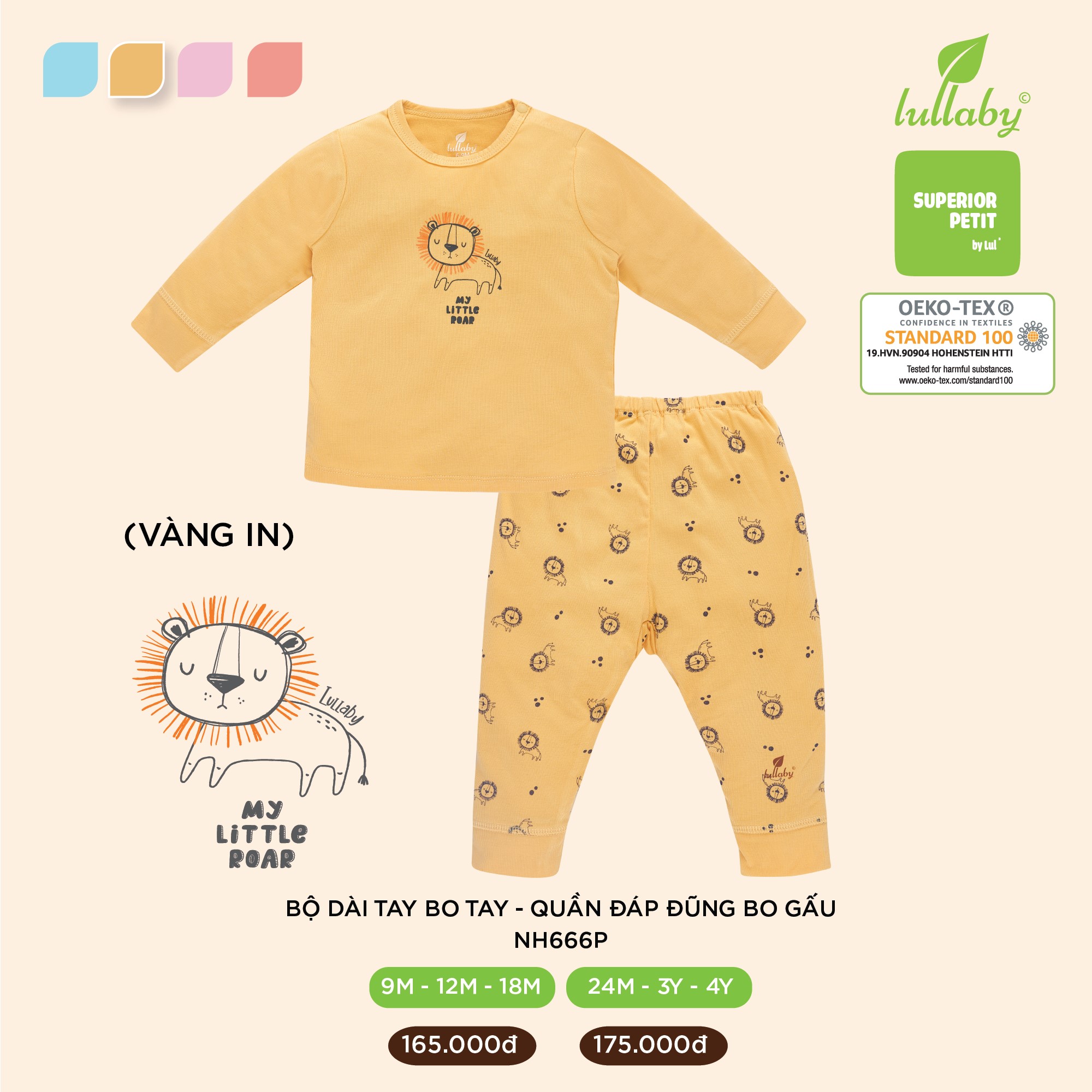 (LULLABY 2021) Bộ cài vai dài tay bé trai SUPERIOR PETIT họa tiết đáng yêu (size 9m-4y)