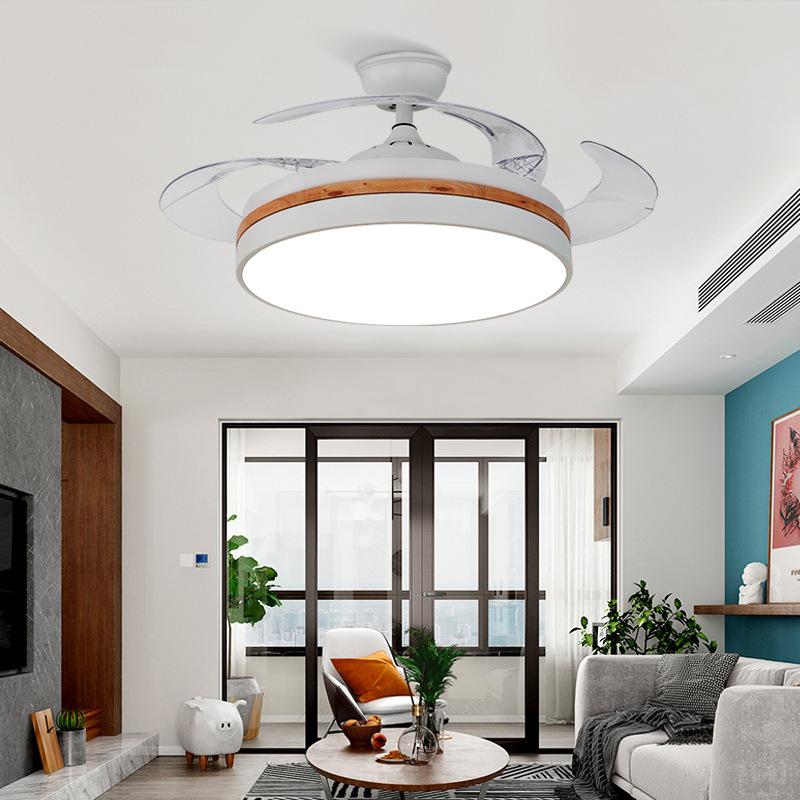 Giá thấp nhất Quạt chiếu sáng Qilang đèn phòng khách phòng ngủ quạt trần đèn chiếu sáng nhà hiện đại đèn điều khiển từ xa đèn quạt vô hình