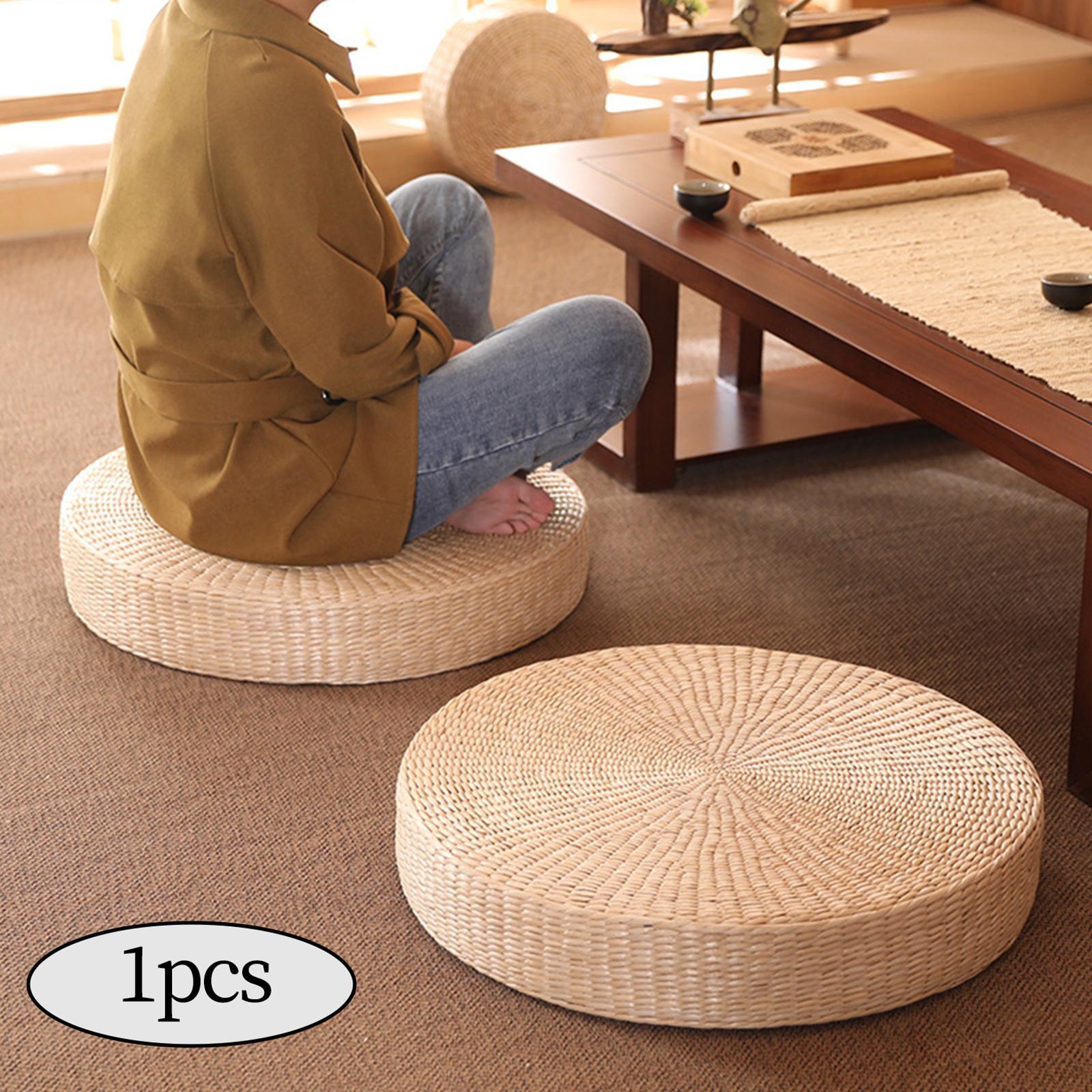 Round Shape Straw Floor Seat Cushion Handmade for Dining Room Home Decor
