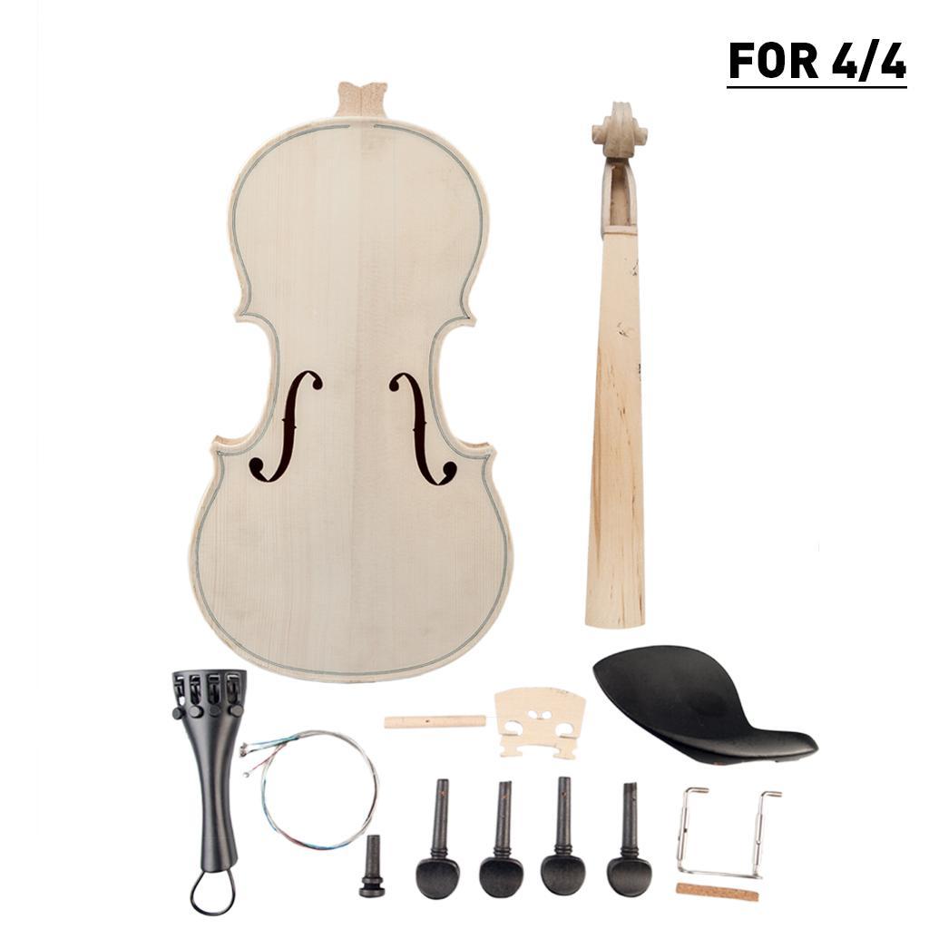 Wood Unfinished Violin Body Headstock Neck Chin Rest Tailpiece Peg Set