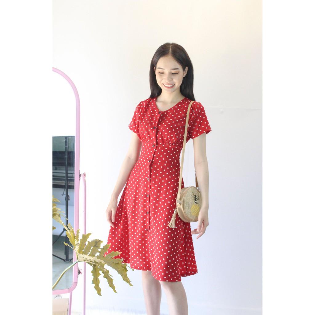 Đầm hoạ tiết chấm bi