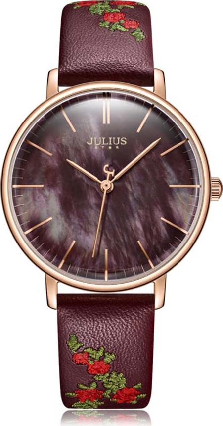 Đồng Hồ Nữ Julius Star Hàn Quốc JS-017D Dây Da Màu Nâu