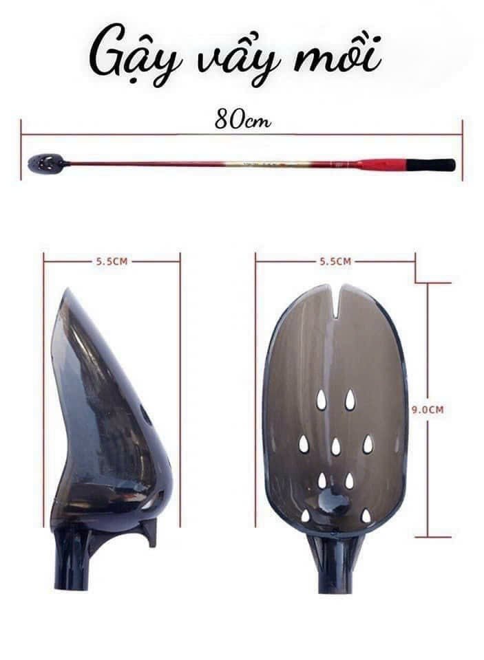 Gậy xả mồi Carbon, muỗng vẩy mồi câu cá cao cấp, xả hạt câu đơn, câu đài, môi xả mồi carbon 80cm