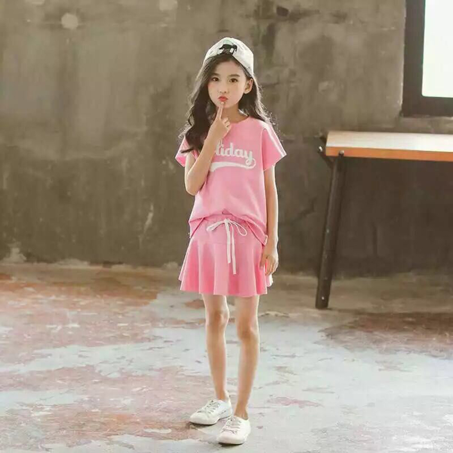 Set áo và chân váy xoè Quảng Châu cho bé gái 03789-03790