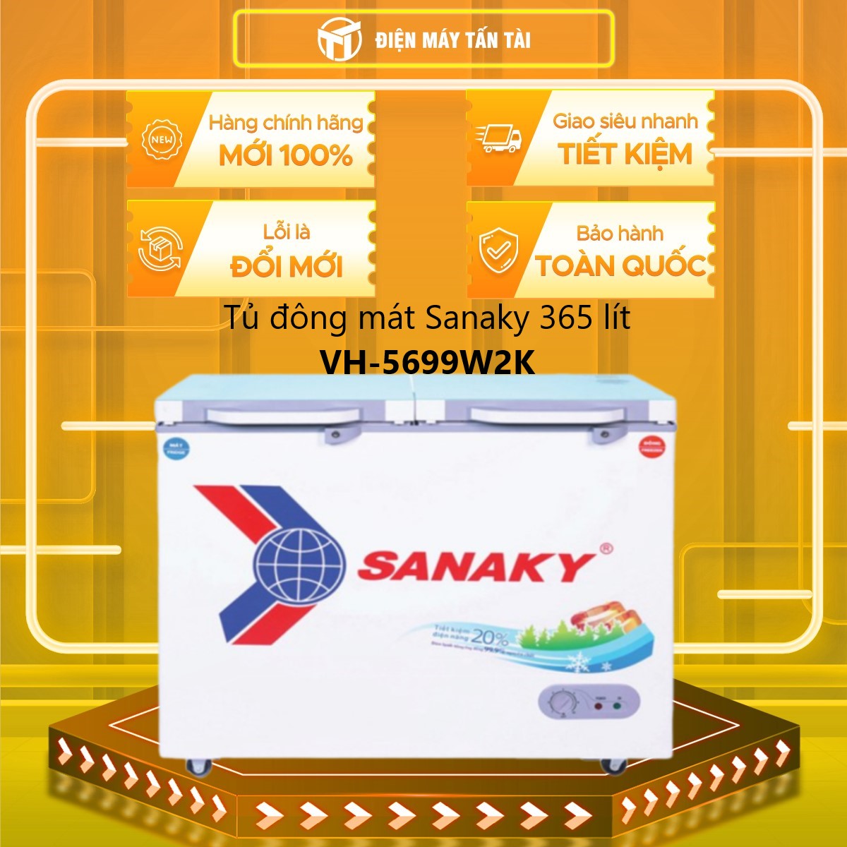 Tủ đông mát Sanaky 365 lít VH-5699W2K - Hàng chính hãng( Chỉ giao HCM)