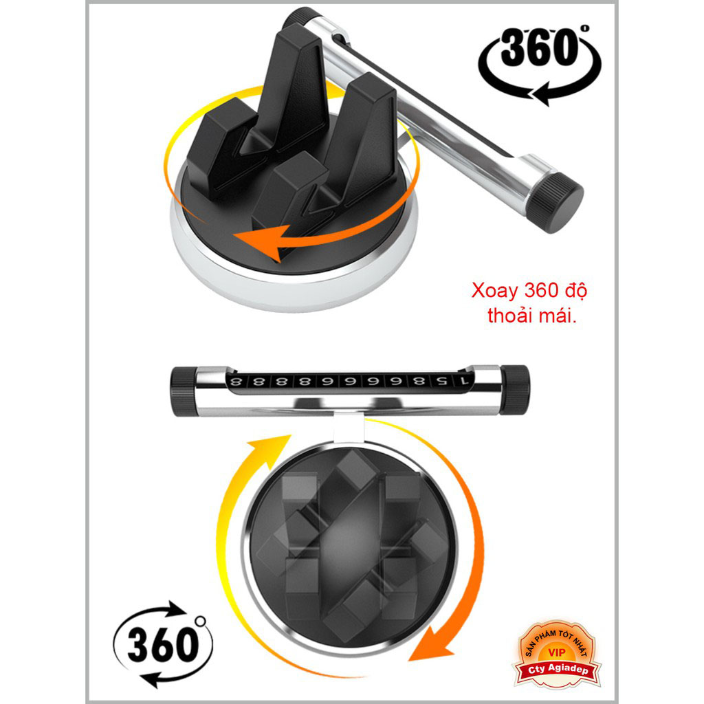 Bảng Số + Giá đỡ đt xe hơi oto xoay 360 loại xịn AGD