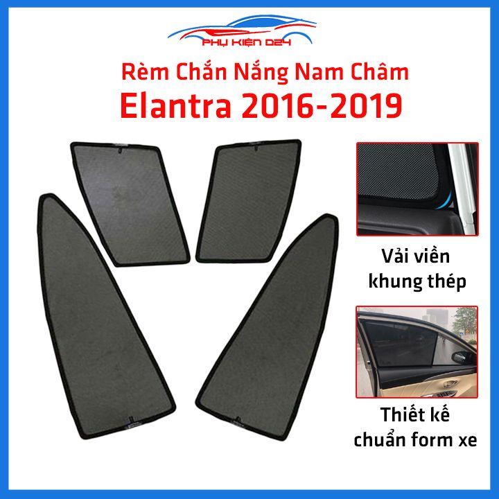 Bộ 4 rèm chắn nắng nam châm Elantra 2016-2017-2018-2019 khung cố định chống tia UV