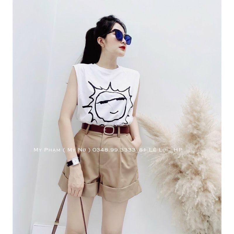 Set đùi gấp lai phối áo mặt trời cute