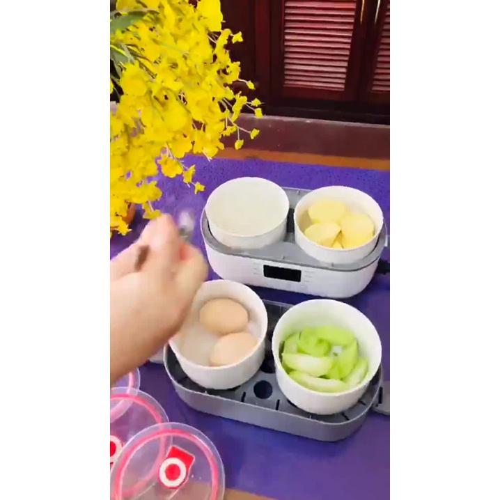 Hộp Cơm Cắm Điện 2 Tầng Ruột Sứ Song Anh 3 Trong 1 Nấu Hấp Luộc Hâm Nóng Thức Ăn