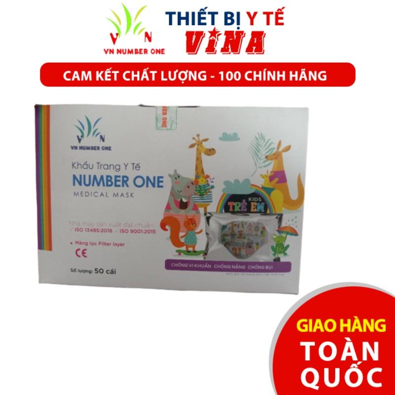 Khẩu Trang Y Tế Trẻ Em VN NUMBER ONE (Hộp 50 Cái) An Toàn Cho Hệ Hô Hấp Của Trẻ, Sản phẩm đạt chứng nhận CE Châu Âu