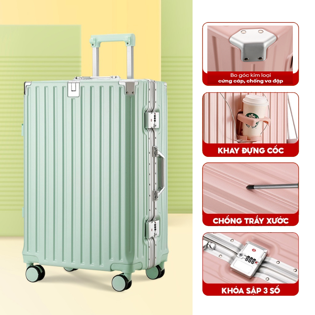 VALI KHUNG NHÔM NV SIZE 20 INCH &amp; 24INCH &amp; 29INCH CAO CẤP BO 4 GÓC BẢO HÀNH 10 NĂM
