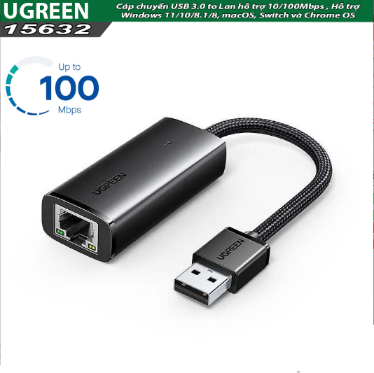 Cáp Chuyển USB qua Lan hỗ trợ 10/100 Mbps Ugreen 15632 - Hàng chính hãng
