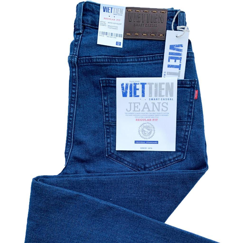 Viettien - Quần Jeans nam dài Regular fit Màu Xanh 6S7011 - Xanh