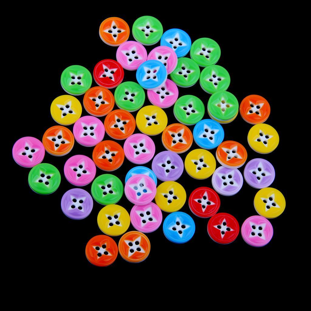 Resin Round Buttons Craft Sewing Cardmaking Mixed Colors 50Pcs