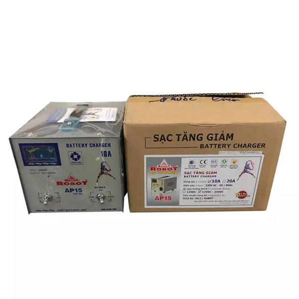 MÁY SẠC ẮC QUY ROBOT TĂNG GIẢM 10A (12V-24V, DÂY NHÔM)