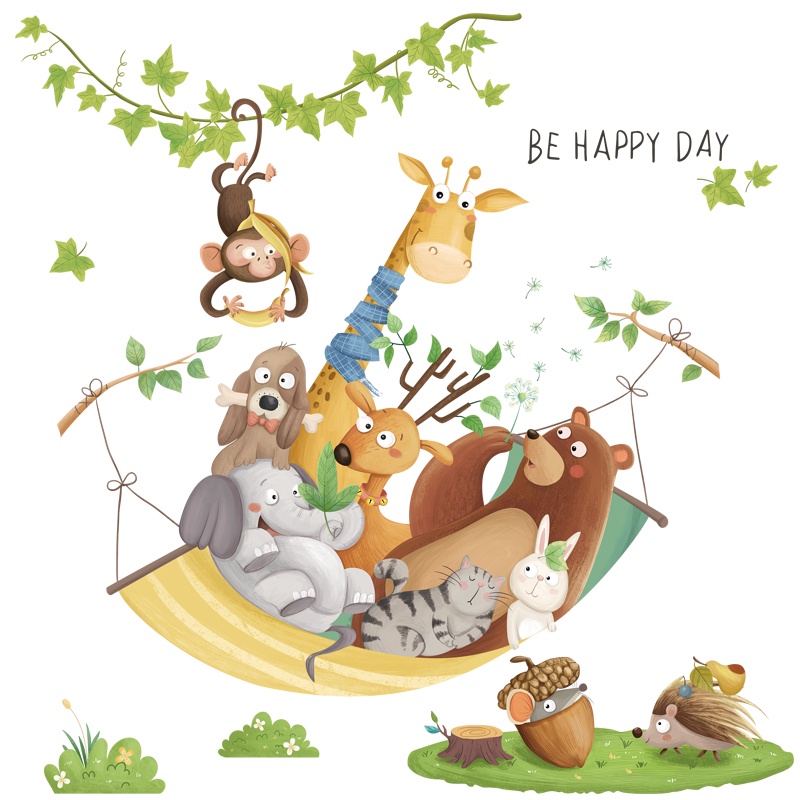 Sticker Giấy Dán Tường Decal Dán tường Tranh Dán Tường Trang Trí Tường Mẫu Các con thú ngộ nghĩnh ZH99