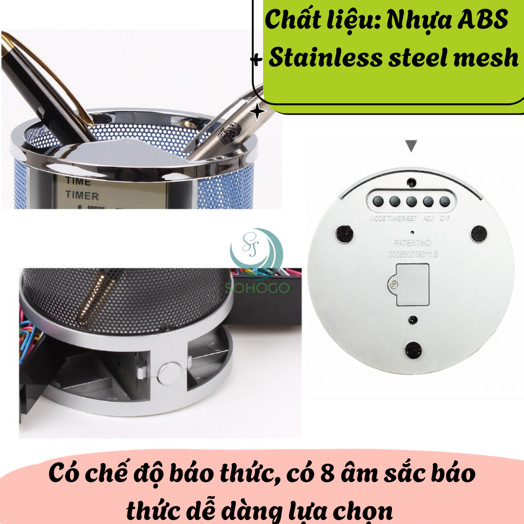 HỘP CẮM BÚT ĐA NĂNG KÈM ĐỒNG HỒ ĐIỆN TỬ HỘP BÚT ĐA NĂNG 3 TRONG 1 – ĐỒNG HỒ, LỊCH &amp; NGĂN ĐỰNG TIỆN LỢI