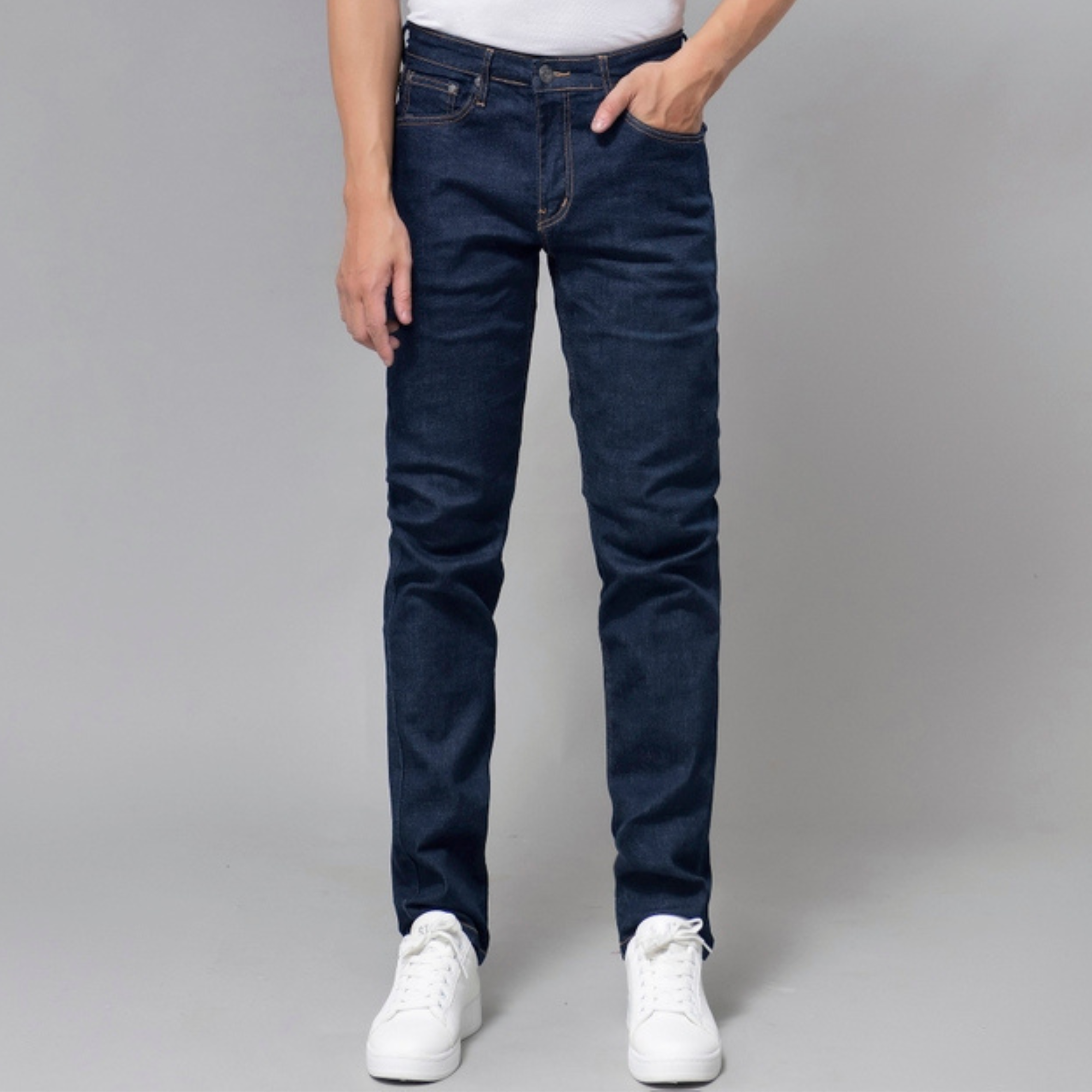 Quần jean nam xanh đen trơn JONATHAN QJ050 vải denim cao cấp co dãn nhẹ 4 chiều, form dáng chuẩn đẹp, hottrend