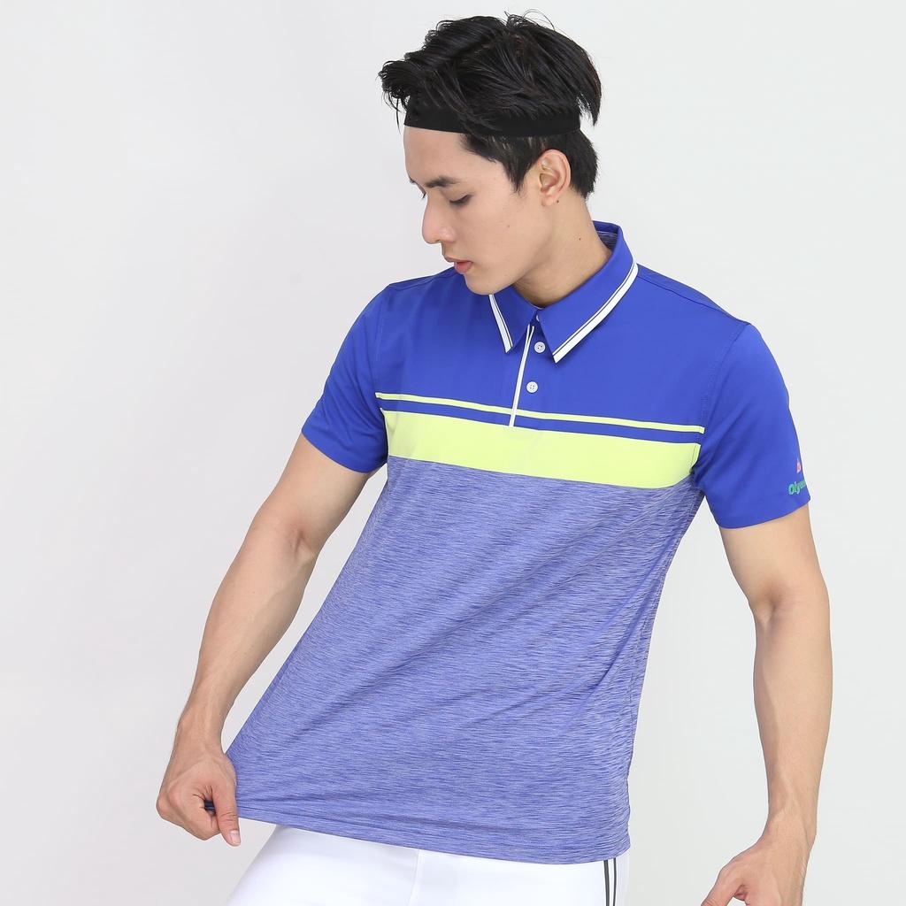 Áo polo nam thể thao cổ sọc trắng - xanh Royal