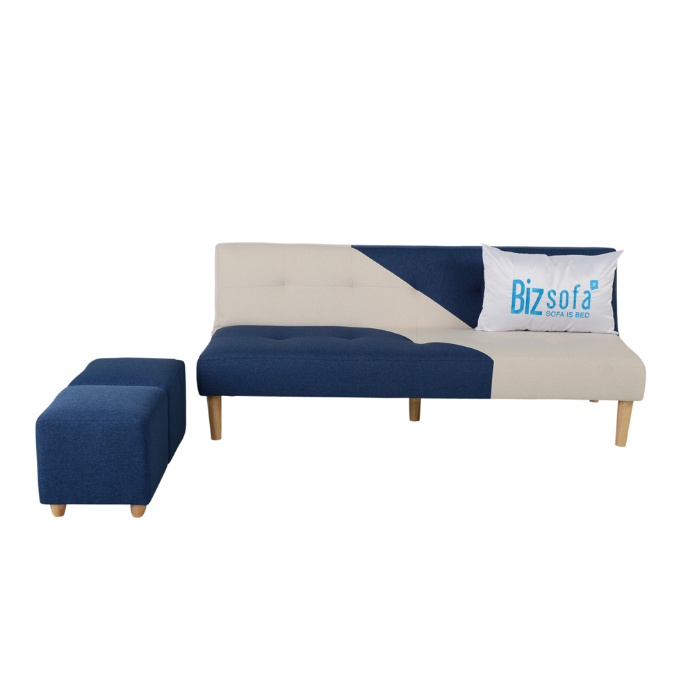 Trọn Bộ Sofa Phòng Khách _BizSofa Bed _MLF-183_(Sofa Giường + Bàn Tròn + 2 Ghế đôn)