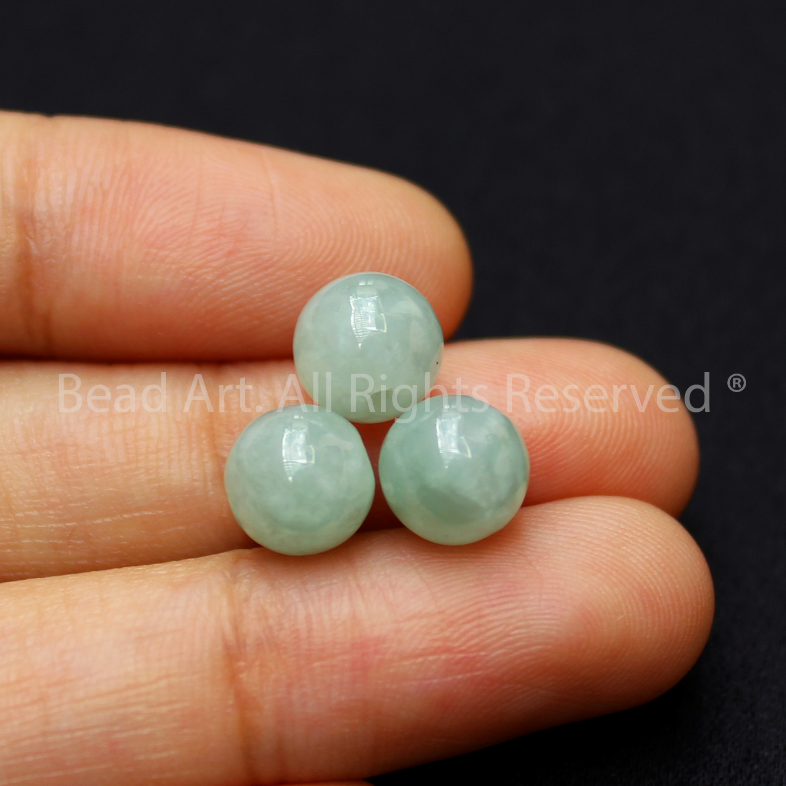 7.5MM Đá Cẩm Thạch Myanmar Tự Nhiên Xanh Lá Nhạt Loại AA, Myanmar Jadeite, Mệnh Mộc, Hoả, Phối Vòng Tay Phong Thuỷ, Chuỗi Hạt - Bead Art