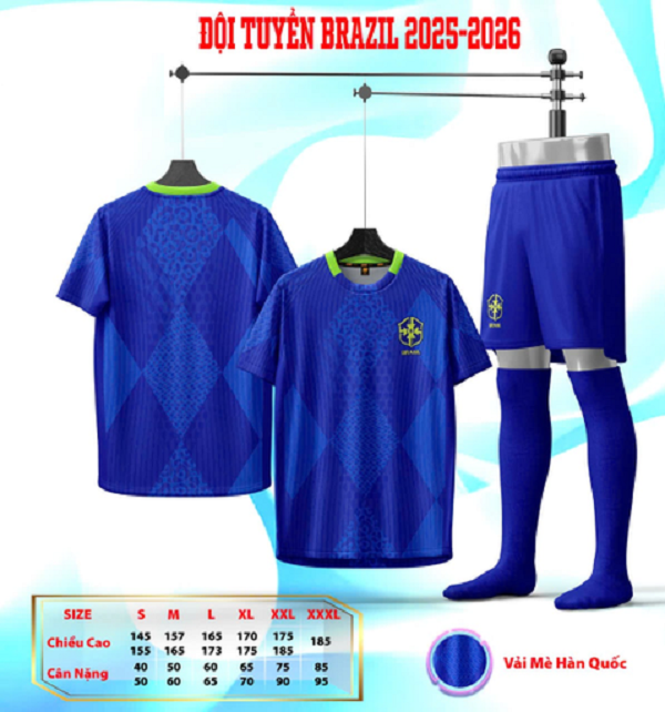 Bộ Quần Áo Bóng Đá Người Lớn - Brazil (Vải Mè)