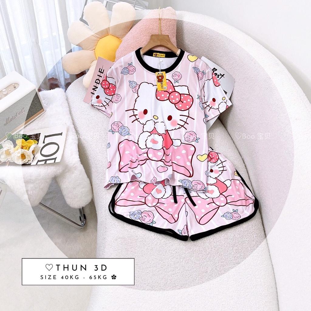Set Thun Đùi Cotton Mịn In 3D