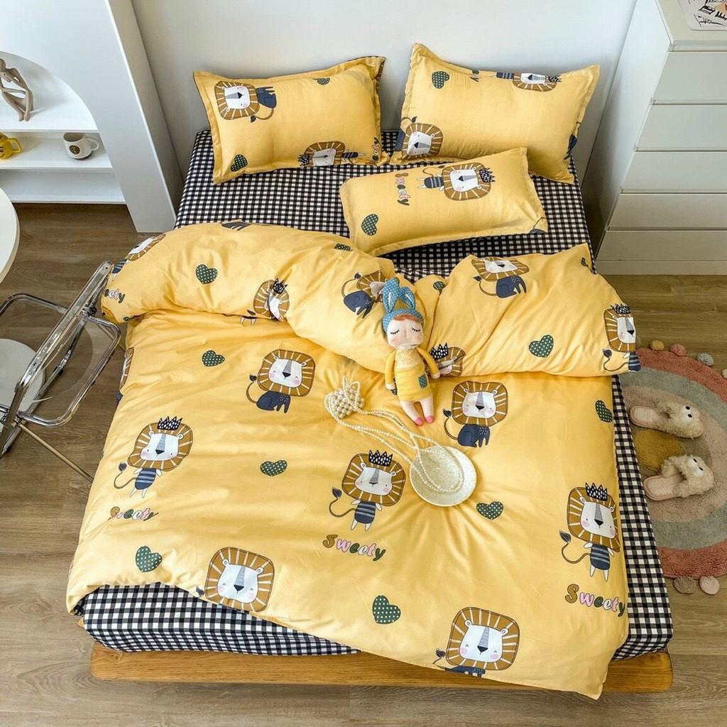 Bộ Chăn Ga Gối Cotton Poly - Sư Tử Vàng